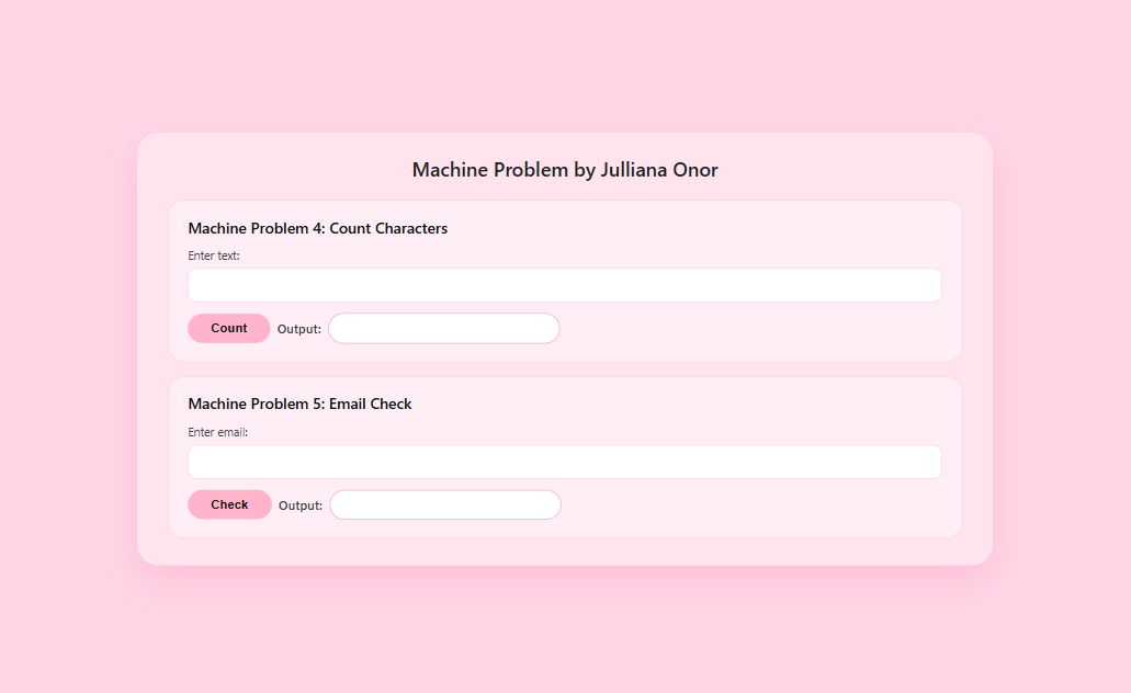 Screenshot of Machine Problems web application interface