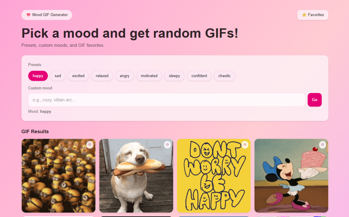 Screenshot of PinkMood – Vibe Generator web application